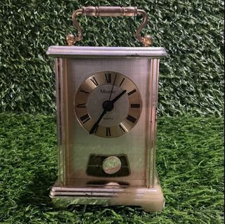 Vintage Quartz Minster Gold Timepiece Carriage Metal Clock Made in Germany - P450.00
