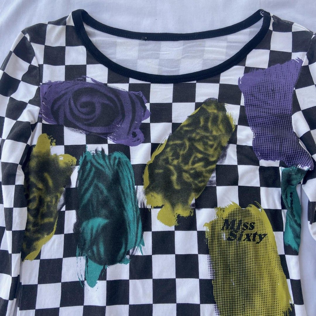 Vintage y2k miss sixty mesh top (Category: Longsleeves) located in Cavite. Submitted by 420mycelium (Listing ID 1295883612, Image 2). Description: miss sixty mesh top length 23 in width 13-17 in sleeves 26 in.
