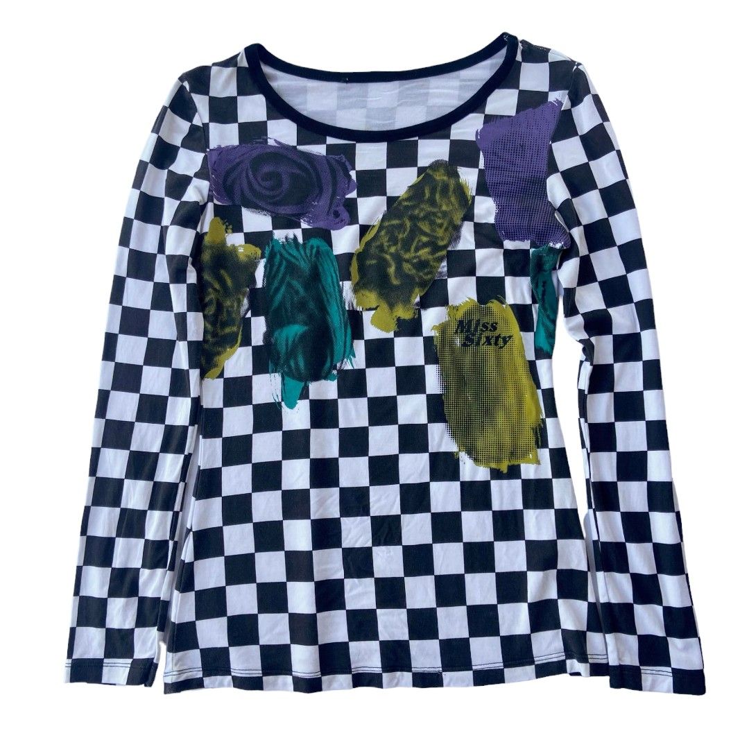 Vintage y2k miss sixty mesh top (Category: Longsleeves) located in Cavite. Submitted by 420mycelium (Listing ID 1295883612, Image 1). Description: miss sixty mesh top length 23 in width 13-17 in sleeves 26 in.