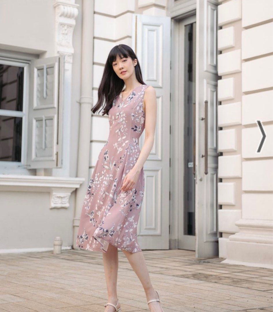 Mauve v neck dress best sale