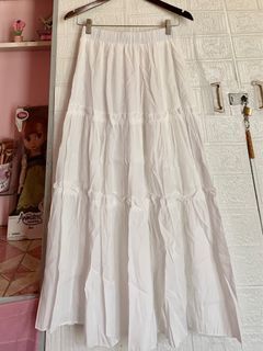 White Maxi Layered Skirt