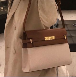 YSL Saint Laurent Manhattan Bag in Brown Leather & Canvas Medium Size