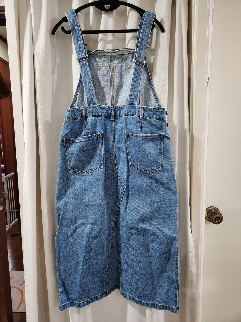 Zara denim pinafore dress online