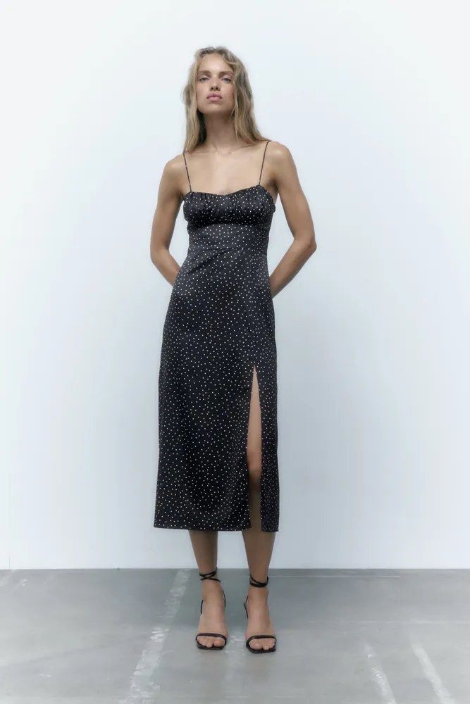 HOT Zara Australia Zara Polka Dot Dress Blue Zara Polka Dot Midi