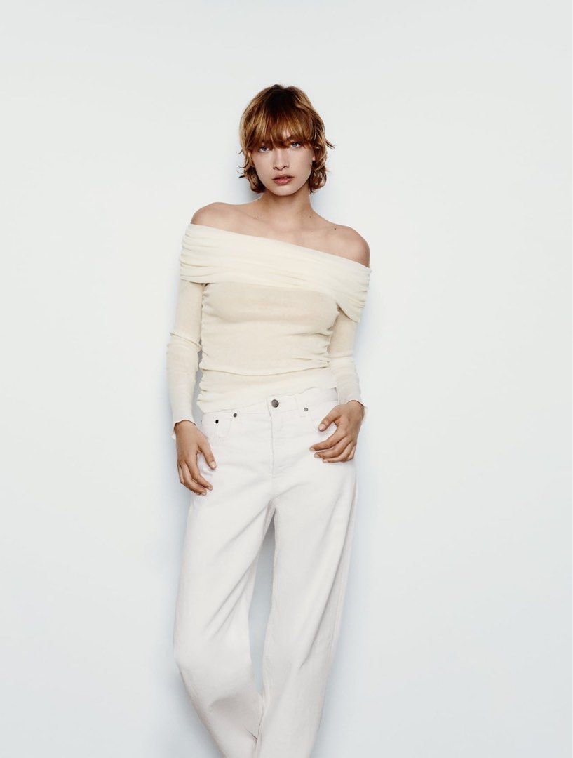 White off shoulder top zara outlet
