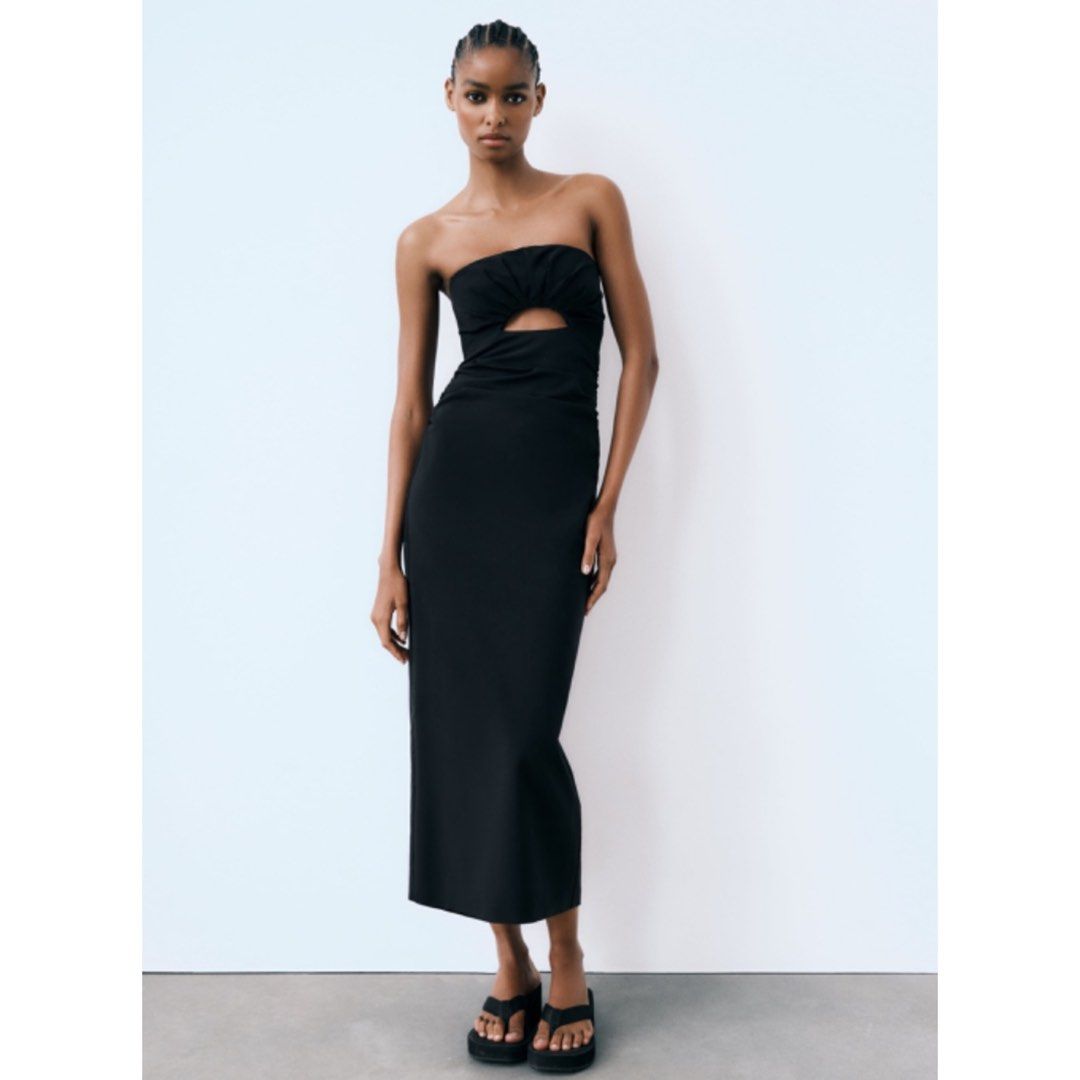 casual black midi dress with sleeves La Ligne Women's Brynn Dress - Black
