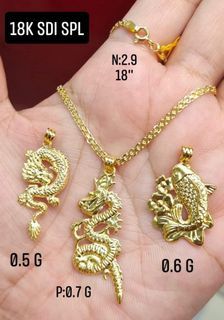 18k Saudi Gold Dragon Fish Pendant