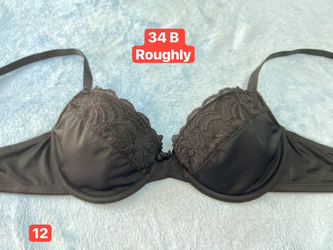 Black Satin Lace Push Up Bra