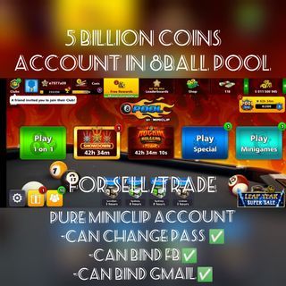 8 Ball Pool Account With 5 Billion Coins[pwede swap sa ps99/pet simulator 99]