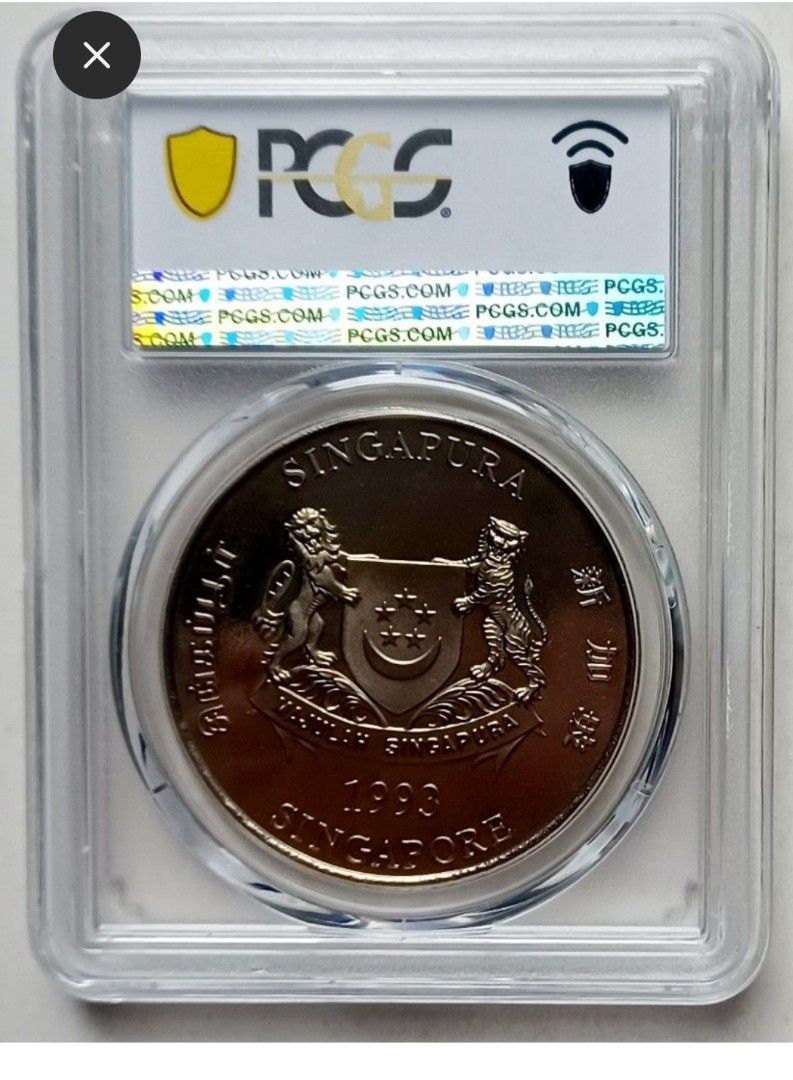 🐥 93年新加坡雞年精鑄幣$ 10元， 冠軍分PCGS 68 PL., 興趣及遊戲, 收藏品及紀念品, 錢幣- Carousell