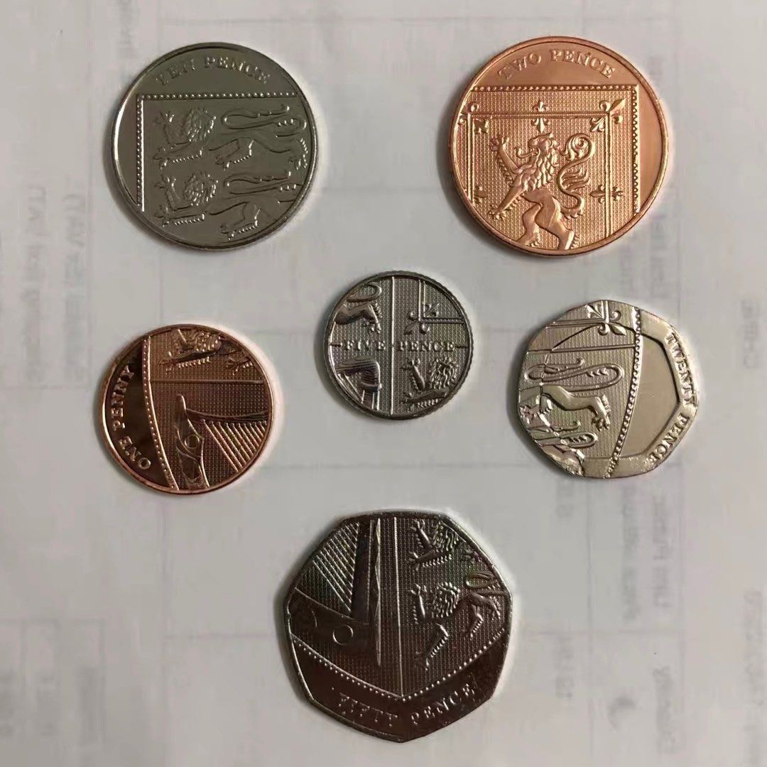 英國🇬🇧 2023年盾牌硬幣6枚一套(1，2，5，10，20，50便士), 興趣及遊戲, 收藏品及紀念品, 錢幣- Carousell