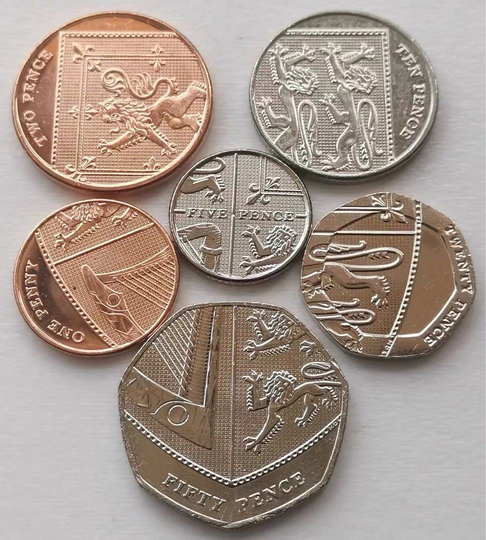 英國🇬🇧 2023年盾牌硬幣6枚一套(1，2，5，10，20，50便士), 興趣及遊戲, 收藏品及紀念品, 錢幣- Carousell