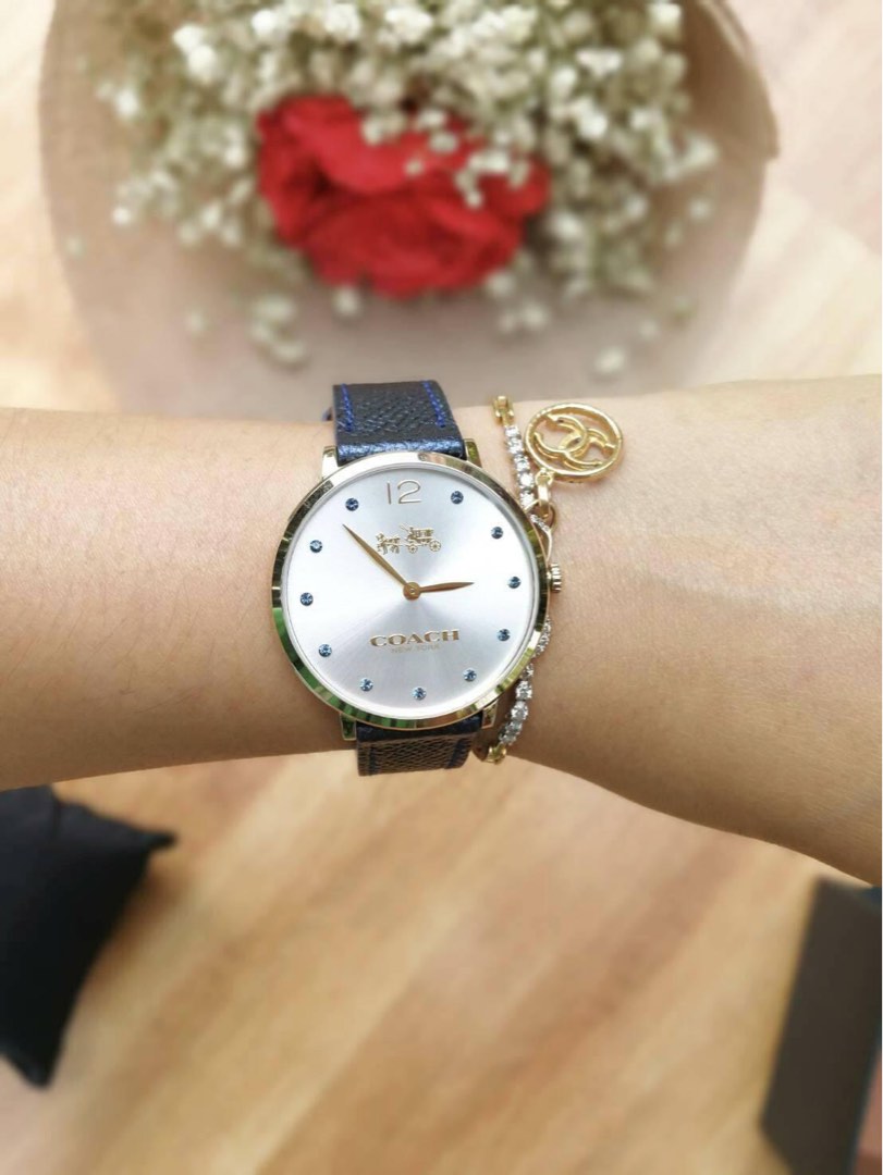 Coach Slim Easton Blue Leather Ladies Watch 14502687