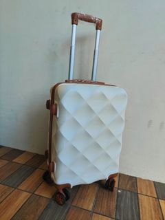 Aesthetic White Caramel Luggage 20inch Cabin size with 360deg Wheels Hardcase With Security Lock Rubber Wheels Silent