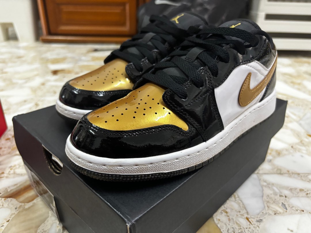 Air Jordan 1 Low Black Gold GS Women s Fashion Footwear Sneakers on Carousell