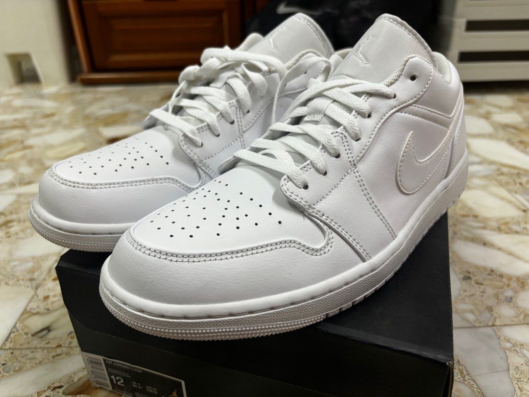 Air Jordan 1 Low Triple White Men s Fashion Footwear Sneakers on Carousell