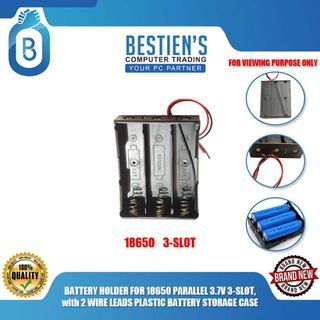 BATTERY HOLDER FOR 18650 PARALLEL 3.7V 3-SLOT , with 2 WIRE LEADS PLASTIC BATTERY STORAGE CASE