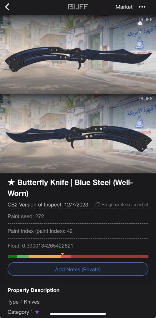 Csgo Butterfly Knife Blue Steel (Well-Worn), Video Gaming, Gaming ...