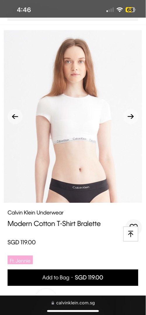 calvin klein Modern Cotton T-Shirt Bralette baby tee in white, Women's  Fashion, Tops, Shirts on Carousell