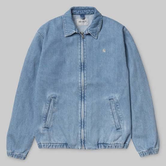 Carhartt Madison Jacket Zipper Work In progress Light Wash Denim Men s Fashion Coats Jackets and Outerwear on Carousell