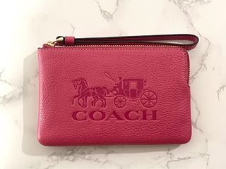 Coach Corner Zip Wristlet with Horse and Carriage