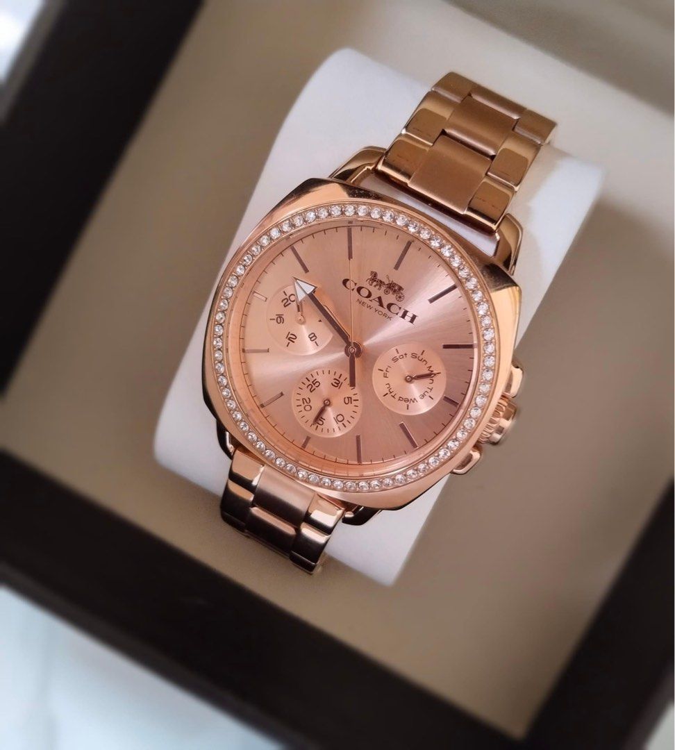 Coach Perfect Boyfriend Rose Gold Crystal Women s Watch 14503131