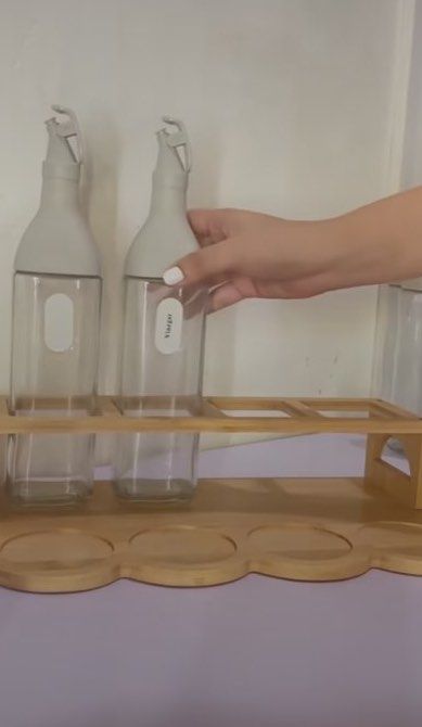Condiments sauce glass bottle set (Category: Dinnerware & Cutlery) located in Dasmarinas. Submitted by ehradee (Listing ID 1291167305, Image 3). Description: No sticker 4 bottle 1 wooden rack 4 small container with spoon.