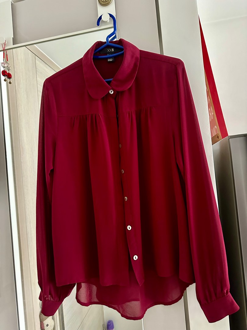 Forever 21 Maroon Blouse size S Women s Fashion Tops Blouses