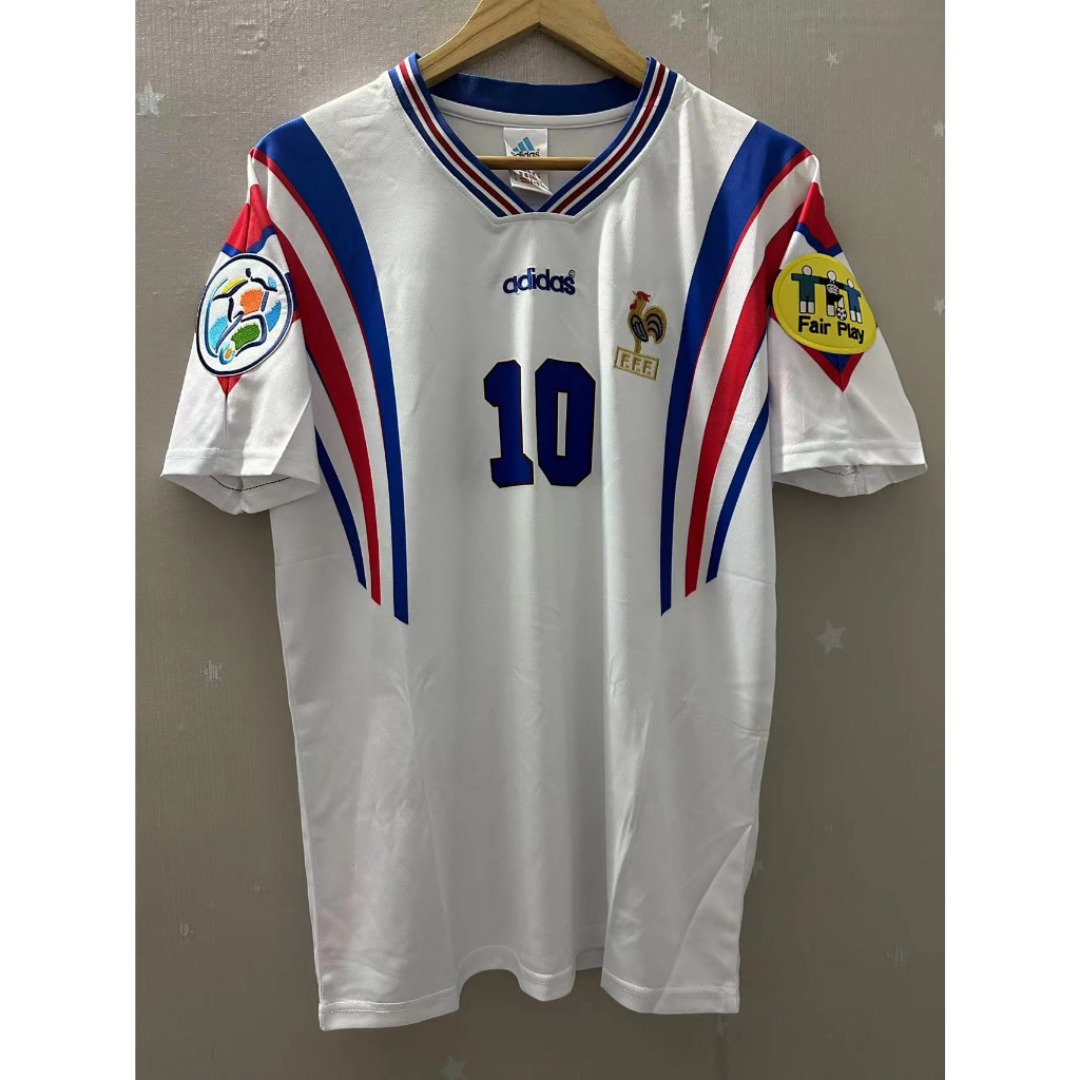 France 1996 Zidane retro football jersey, Men's Fashion