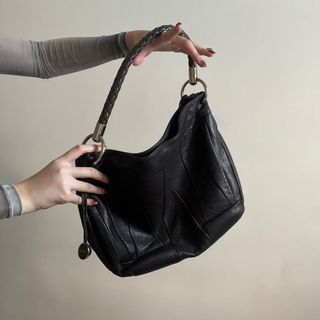 Furla genuine leather black hobo shoulder bag
