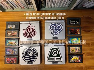 [GBA] Avatar-inspired Nintendo Gameboy Advance SP AGS-001 Set of 4 + 10 Games