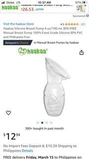 Haakaa Manual Breast Pump for Breastfeeding, Silicone, Clear 4oz/100ml