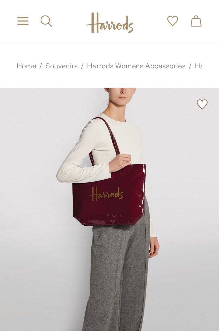 Harrods Shoulder Tote Bag in Burgundy