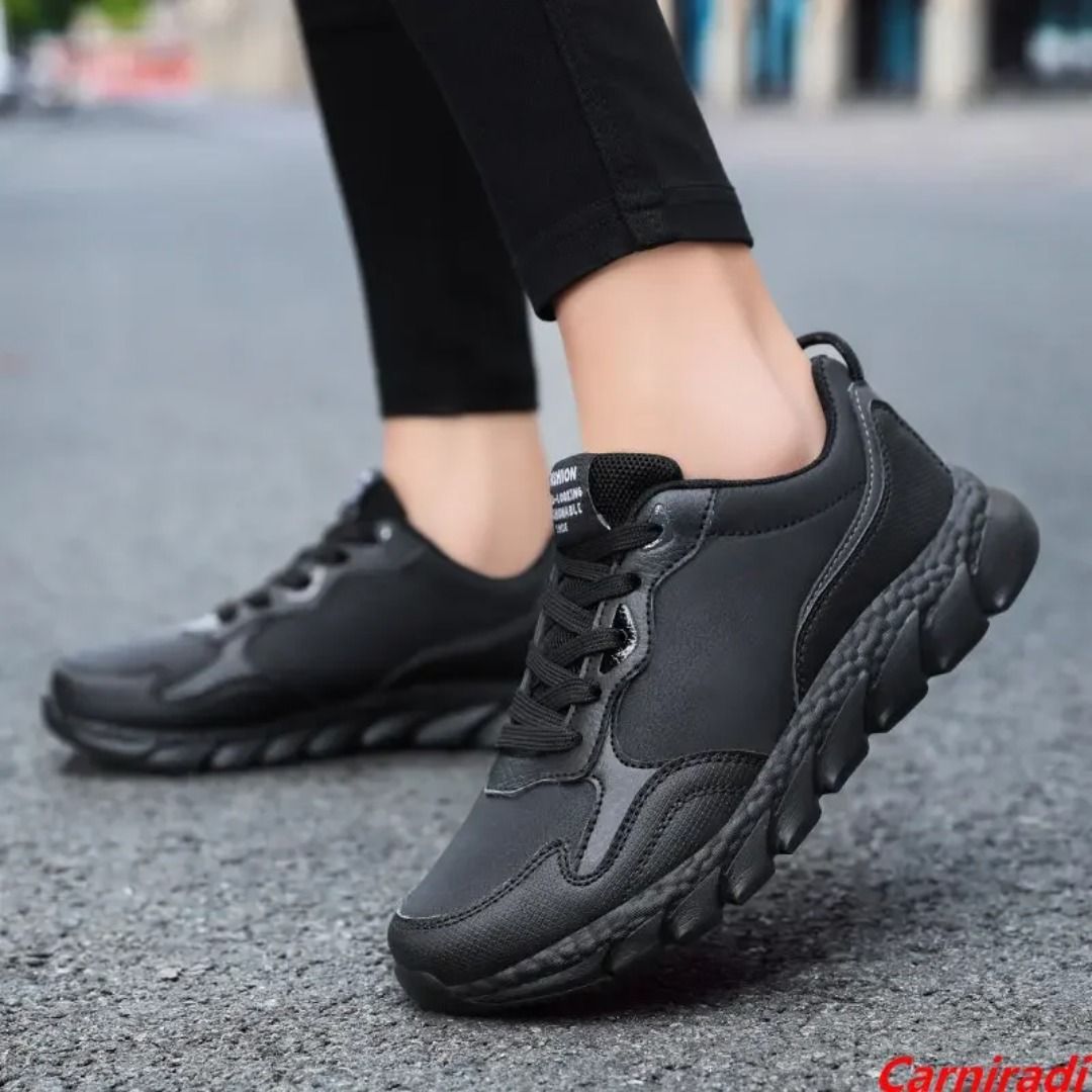 Womens black leather running shoes hot sale