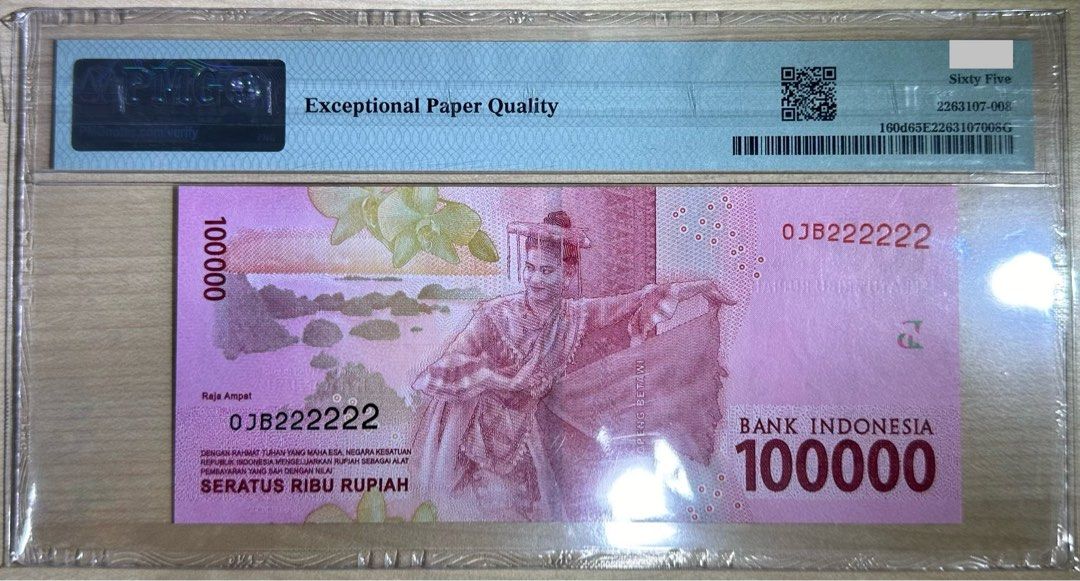 Indonesia Seratus Ribu Rupiah Solid 2 (PMG65), Hobbies & Toys ...