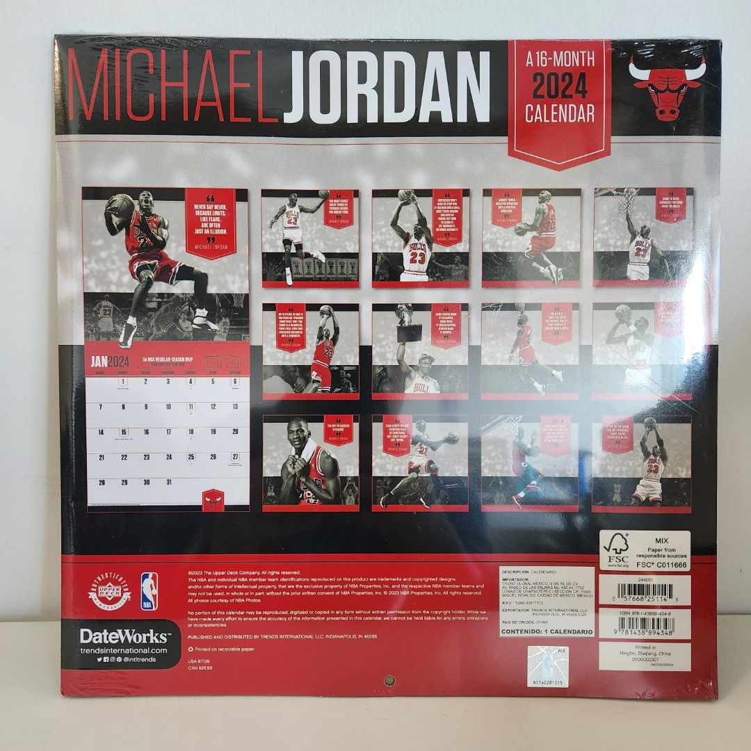Kalender NBA 2024 Michael Jordan Chicago Bulls 16 Month Upper Deck 