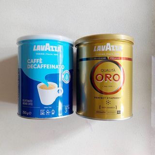 LAVAZZA Caffe Decaffeinato & Qualita Oro Coffee Grounds Tin Bundle