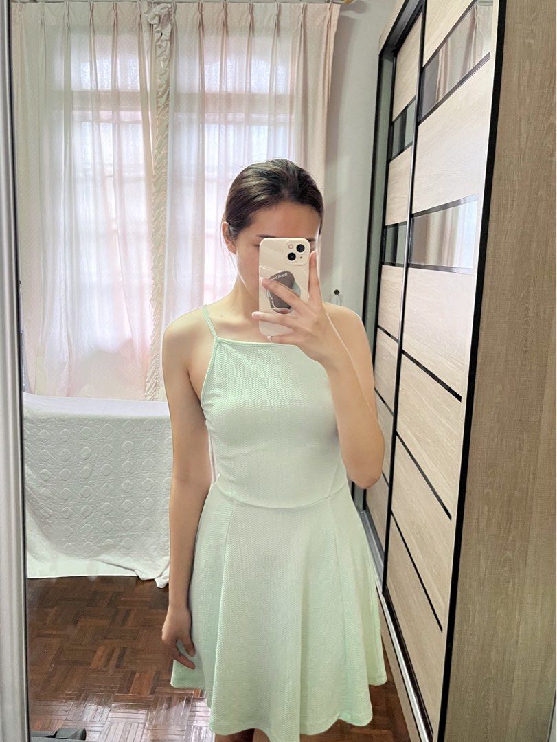 H&M H-shaped back Mint Mini Dress, Women's Fashion, Dresses & Sets, Dresses  on Carousell