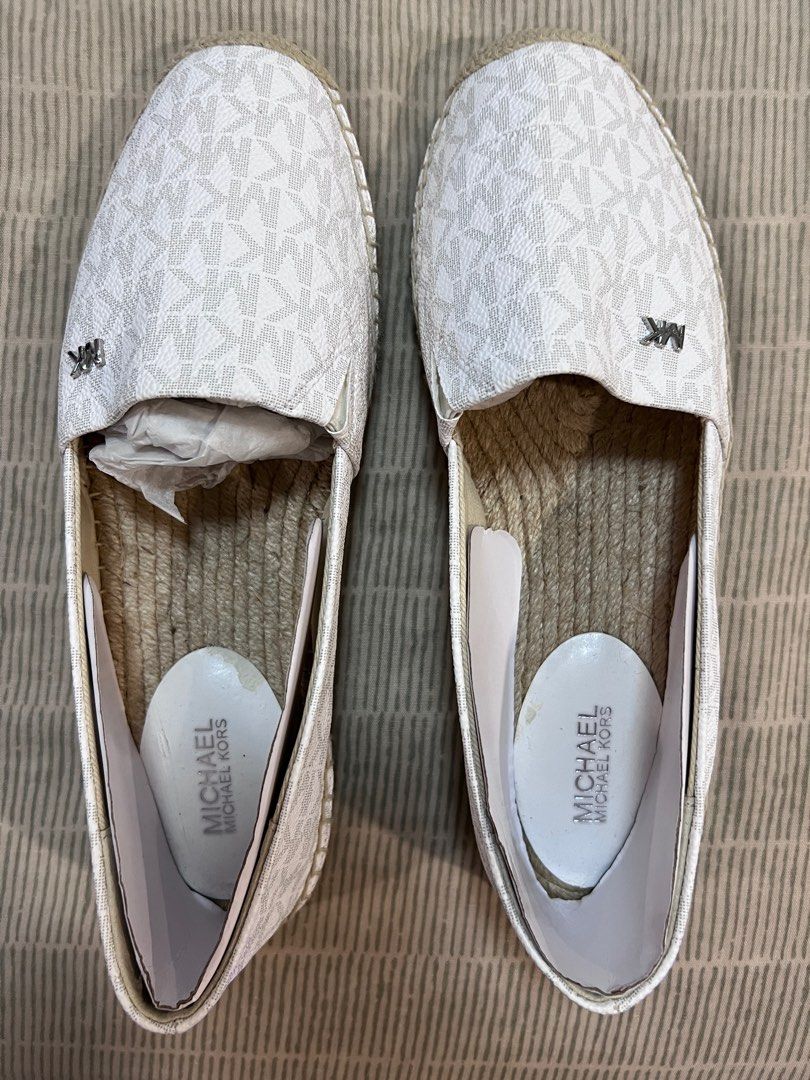 MK Bright white Logo Espadrilles Size 8M Women s Fashion Footwear Flats Sandals on Carousell
