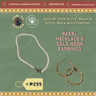 Pearl Necklace & Gold Hoop Earrings