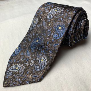 Pronto Uomo Brown Blue Paisley Necktie