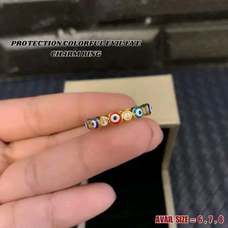 Protection colorful evil eye ring