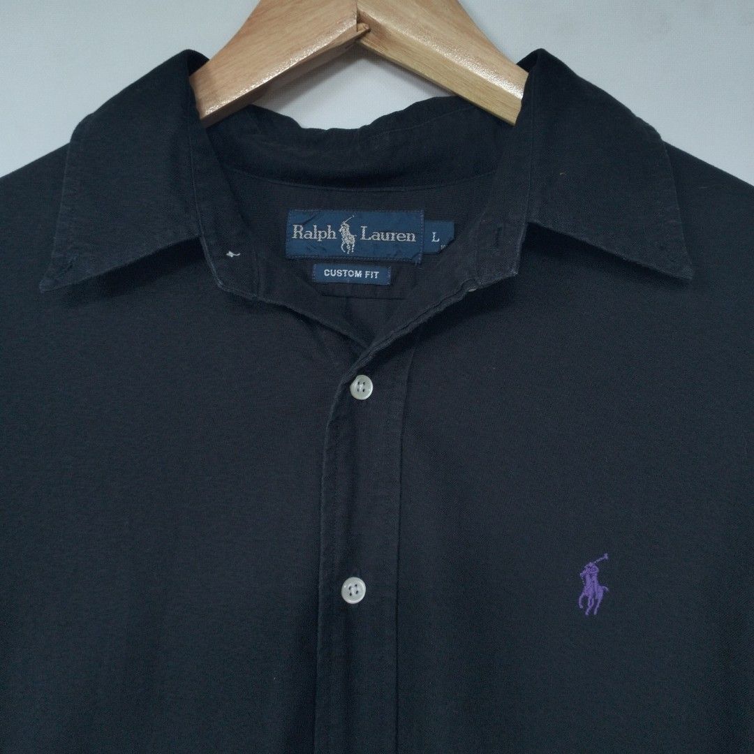 Ralph Lauren LS Purple Logo (Category: Formal Shirts) located in San Fernando. Submitted by graileditemsph (Listing ID 1291138565, Image 3). Description: Width "pit to pit": 24 Lenght: 30.5 Size: Large Issue: none **Color may vary due to lighting.