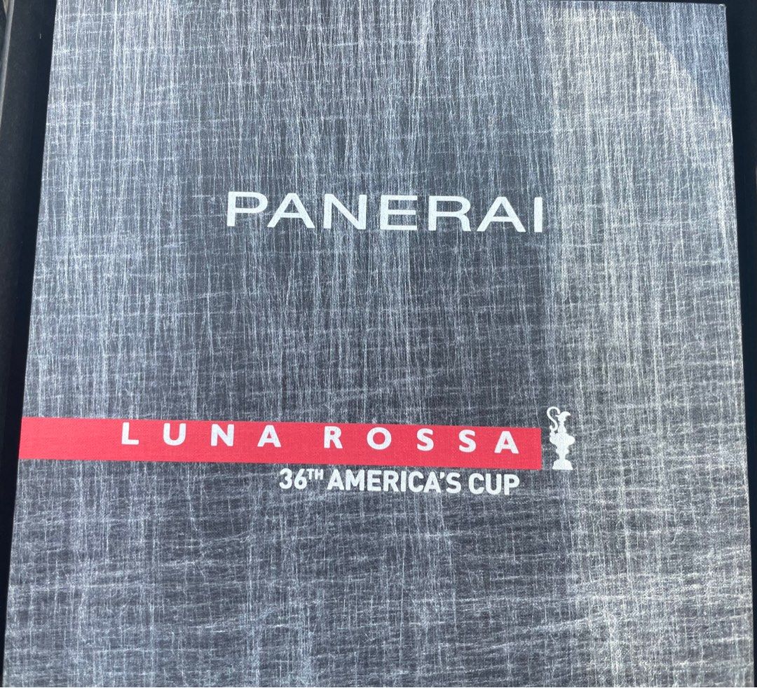 *Rare* Panerai Luminor 1036 (Category: Men's Watches) located in Manila. Submitted by watchguyph (Listing ID 1291087207, Image 2). Description: Panerai Luminor GMT Automatic “Luna Rosa 36th America cup” 44mm bezel black DLC-coated titanium, protective crown device in black ceramic – black DLC-coated titanium caseback Local AD (2020) Complete set with papers 💯 Condition 9.7/10 ** extra strap upgraded to alligator strap 💯 Only 1036 were produced 