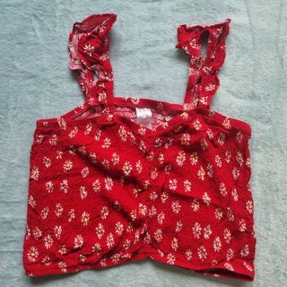 Red Floral Sleeveless crop top