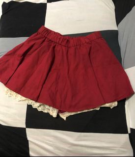 Red Mini Lace Skirt Coquette Preppy Skort Lana Del Rey Lolita