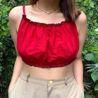 Red reworked backless top