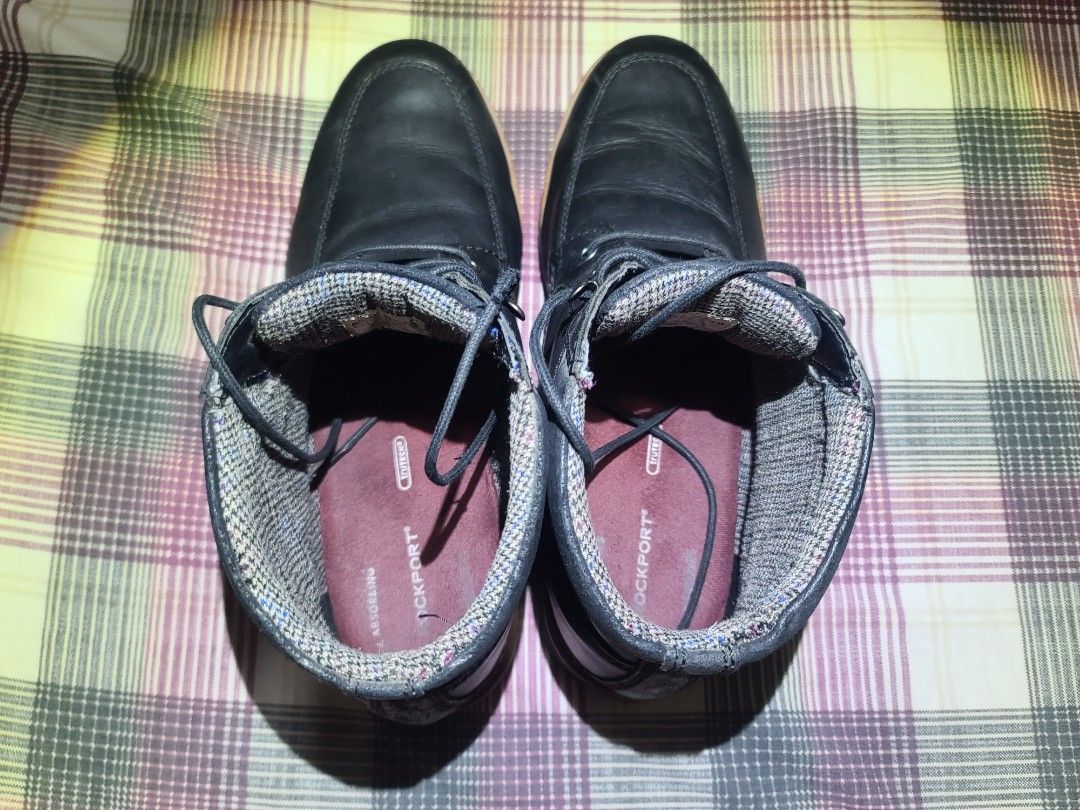 Rockport Marshall Rugged Moc Toe Black Leather Boots. Size 11.5 US