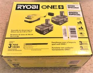 Ryobi PSK006 18V Lithium-Ion 4.0 Ah Battery (2-Pack) with Charger(converted to 220V), Up to 3X more runtime, Integrated LED fuel gauge to monitor remaining runtime, The included charger is compatible with all 18V ONE+ Batteries, Brand new in box.