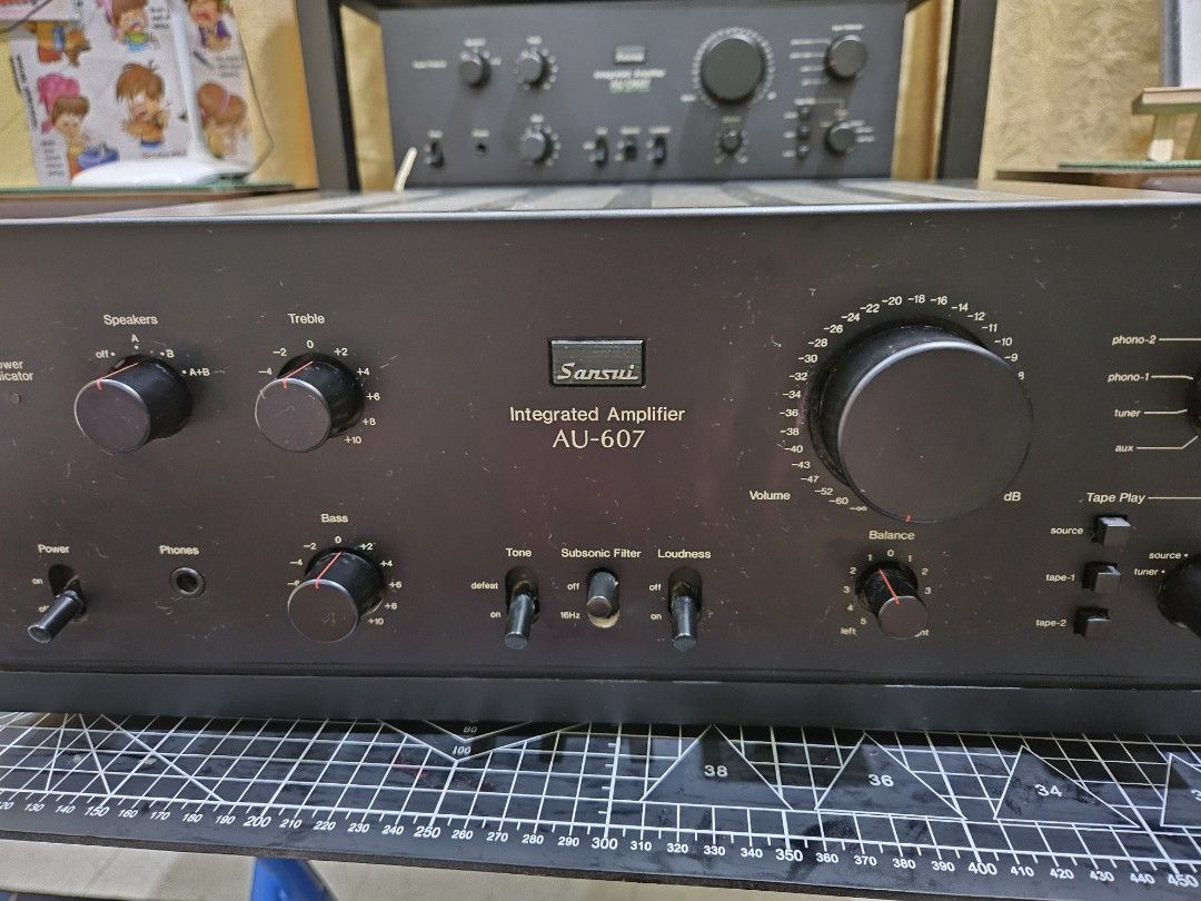 Sansui AU 607 Vintage Integrated Amplifier (Category: Soundbars, Speakers & Amplifiers) located in Cebu City. Submitted by jovsatbudlat (Listing ID 1291018372, Image 1). Description: Sansui AU-607 - Rare vintage Integrated Amplifier - Very powerful amplifier - In very Good Condition - Bought and made in Japan - 100V AC - Total output power: 65W+65W(8Ω、20Hz～20kHz、THD 0.03%) - Rated Power Consumption: 185 watts - Wt. = 15.3 kg Model Year : 1976.